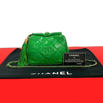 CHANEL Shoulder Bag lambskin green COCO Mark Women