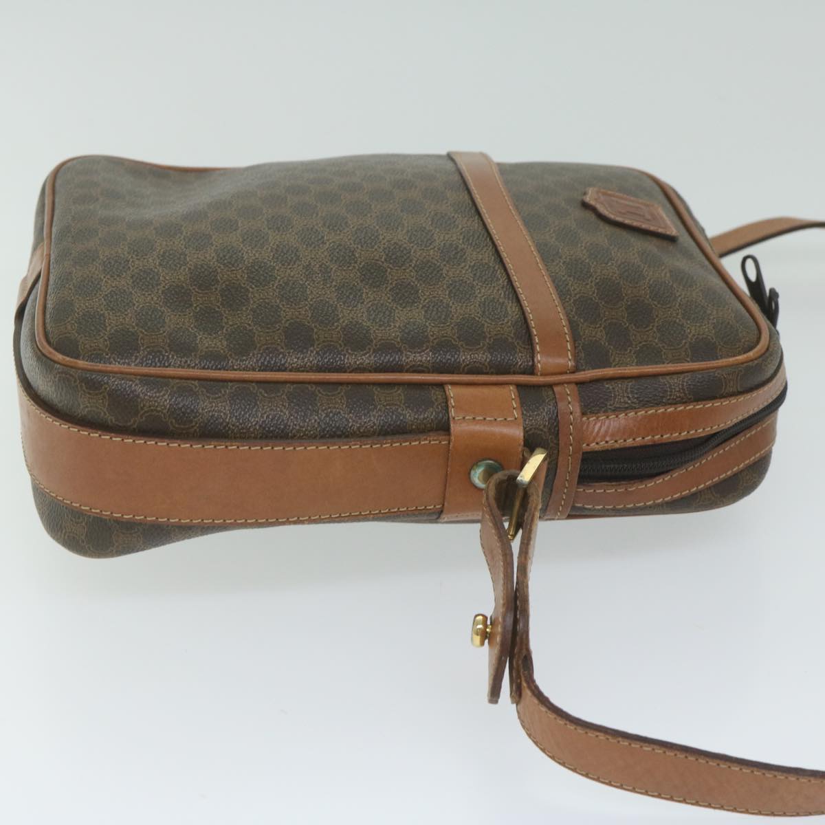 Luxury CELINE Macadam Canvas Shoulder Bag PVC Leather Brown  62822