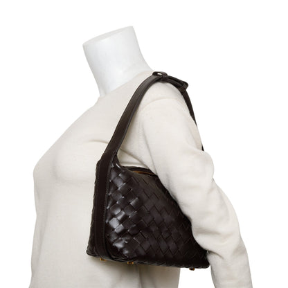 Bottega Veneta Brown Intrecciato Leather Mini Wallace Bag