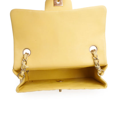 Chanel Yellow Quilted Lambskin Leather Classic Mini Rectangular Flap Bag