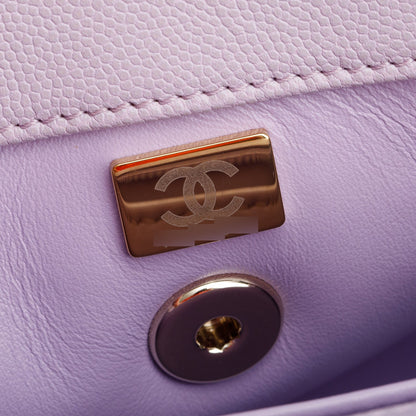Chanel Purple Quilted Caviar Leather Small Coco Handle Bag