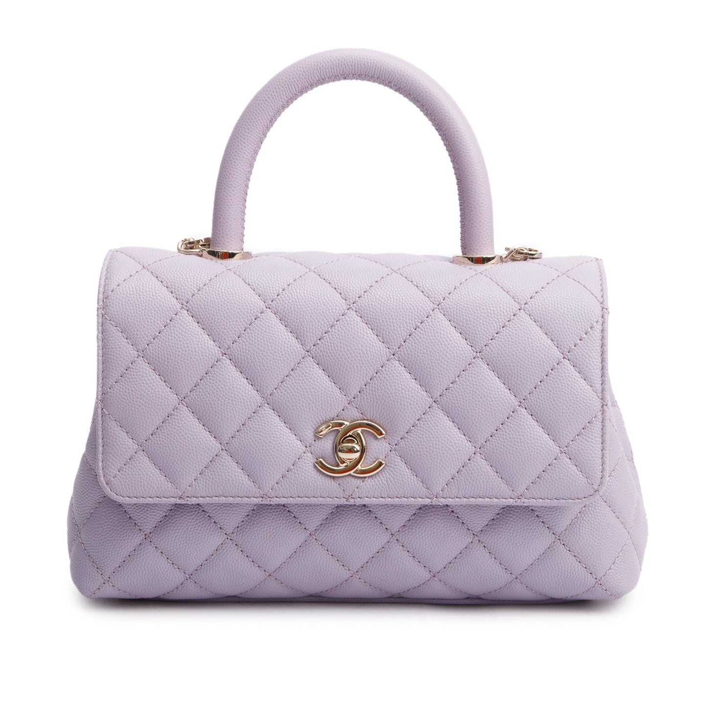 Chanel Purple Quilted Caviar Leather Small Coco Handle Bag