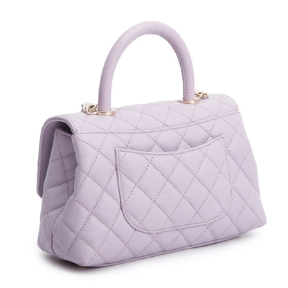 Chanel Purple Quilted Caviar Leather Small Coco Handle Bag