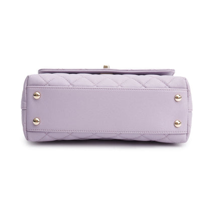 Chanel Purple Quilted Caviar Leather Small Coco Handle Bag