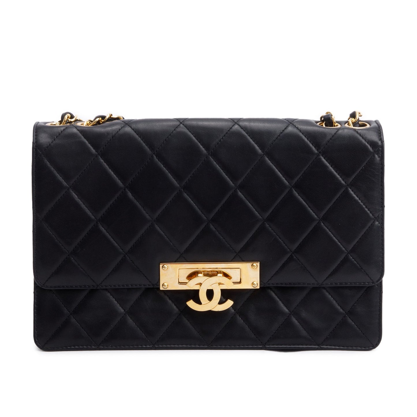 Chanel Beige Lambskin Leather Large Golden Class Flap Bag