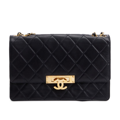 Chanel Beige Lambskin Leather Large Golden Class Flap Bag