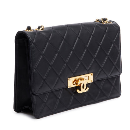 Chanel Beige Lambskin Leather Large Golden Class Flap Bag