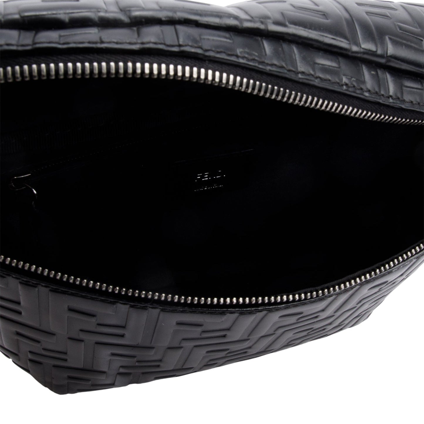 Fendi Black Calfskin Leather Embossed FF Belt Bag