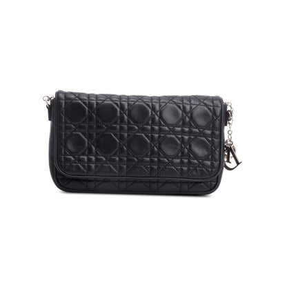 Christian Dior Black Cannage Lambskin Leather Wallet on Chain