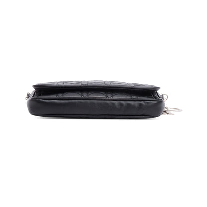Christian Dior Black Cannage Lambskin Leather Wallet on Chain