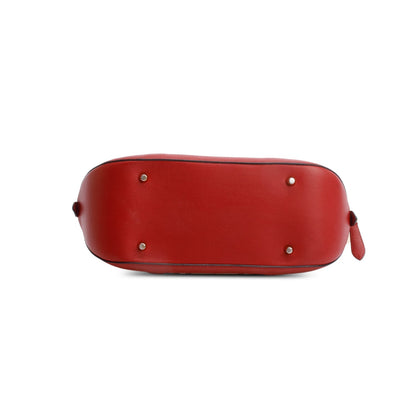 Burberry House Check Red Leather Trim Small Orchard Bowling Bag