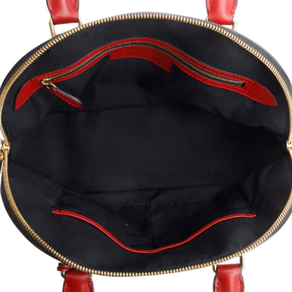 Burberry House Check Red Leather Trim Small Orchard Bowling Bag