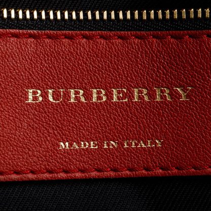 Burberry House Check Red Leather Trim Small Orchard Bowling Bag