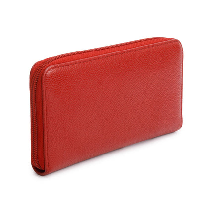 Chanel Red Caviar Leather Timeless CC Continental Zip Wallet