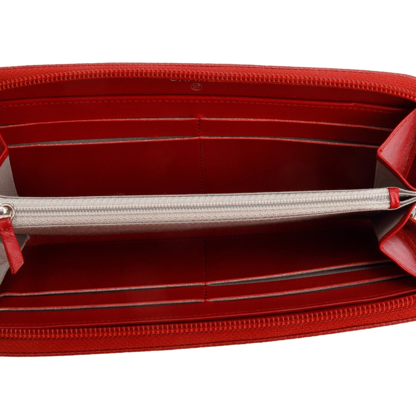 Chanel Red Caviar Leather Timeless CC Continental Zip Wallet