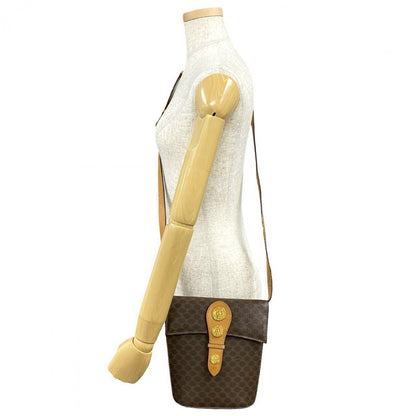 CELINE Shoulder Bag Leather, PVC Brown Macadam Blason Triomphe Pattern Medal Coin Motif Metal Women