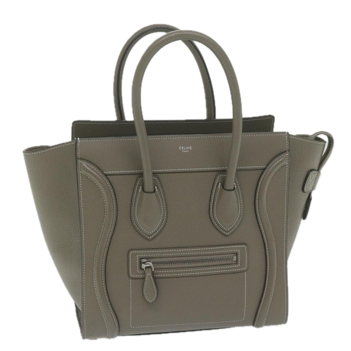 Luxury CELINE Luggage Micro Shopper Tote Bag Leather Gray  62915A