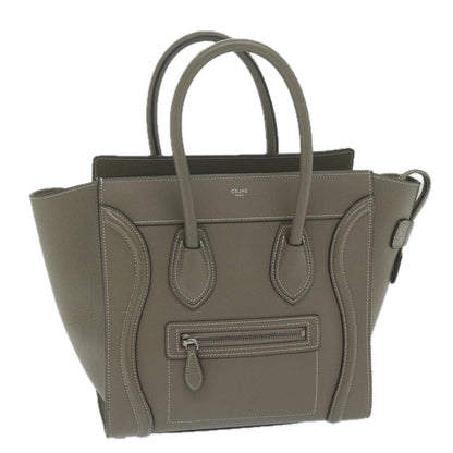 Luxury CELINE Luggage Micro Shopper Tote Bag Leather Gray  62915A