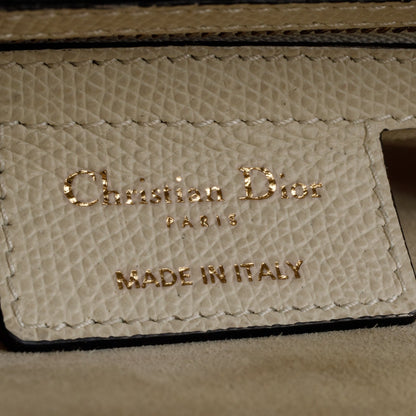 Christian Dior White Grained Calfskin Leather Medium Saddle Bag
