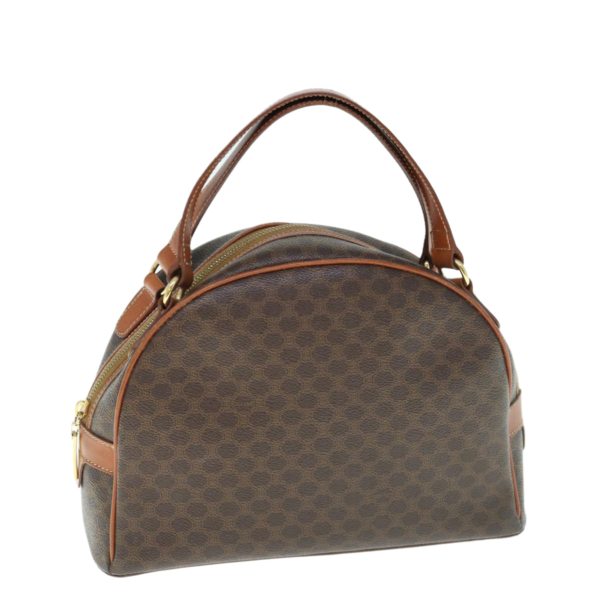 Luxury CELINE Macadam Canvas Hand Bag PVC Leather Brown  62926