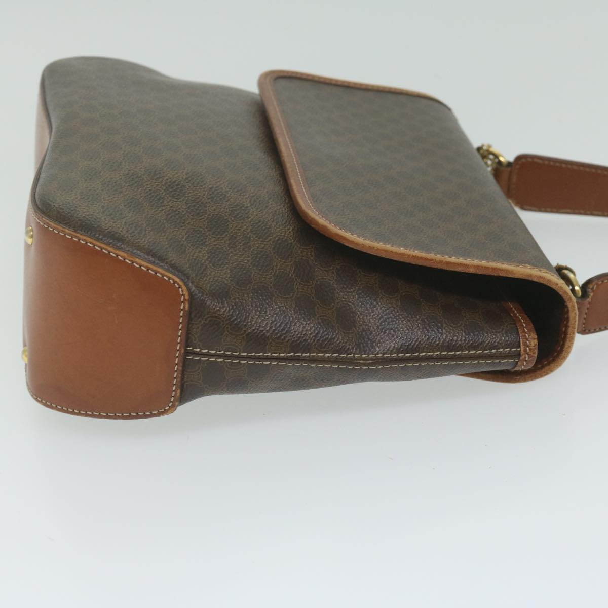 Luxury CELINE Macadam Canvas Hand Bag PVC Leather 2way Brown  62941