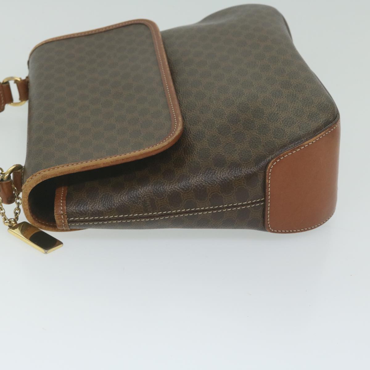 Luxury CELINE Macadam Canvas Hand Bag PVC Leather 2way Brown  62941