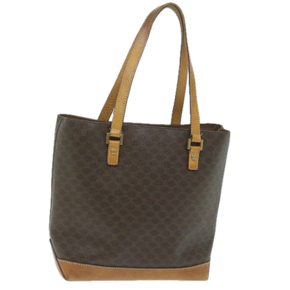 Luxury CELINE Macadam Canvas Shoulder Bag PVC Leather Brown  62944