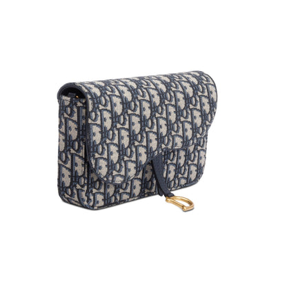 Christian Dior 2023 Oblique Jacquard Medium Saddle Pouch with Chain