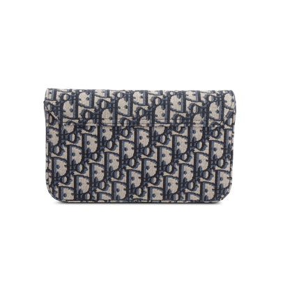 Christian Dior 2023 Oblique Jacquard Medium Saddle Pouch with Chain