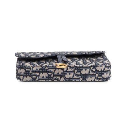 Christian Dior 2023 Oblique Jacquard Medium Saddle Pouch with Chain