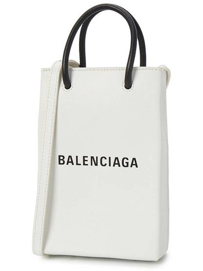 Luxury Balenciaga Trending 2025 Logo Print Phone Holder Small Cross Bag White