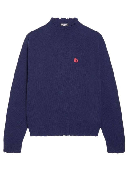 Luxury Balenciaga Trending 2025 B Logo Knit Top Navy
