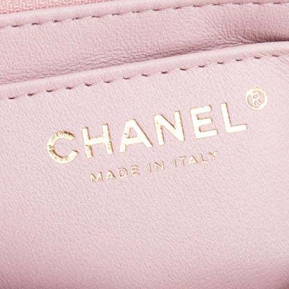 Chanel 2024 Pink Quilted Lambskin Leather Mini Top Handle Rectangular Flap Bag