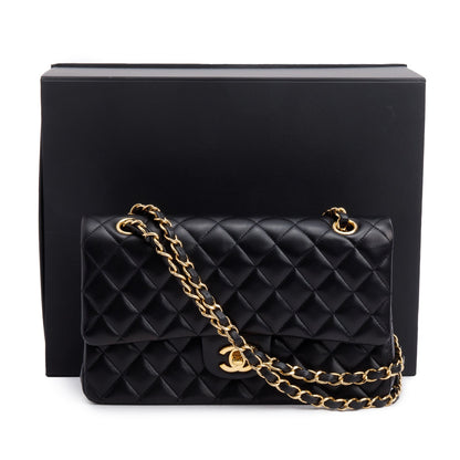 Chanel Black Quilted Lambskin Leather Classic Medium Double Flap Bag