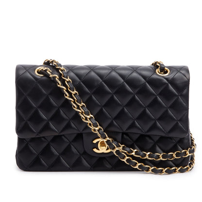 Chanel Black Quilted Lambskin Leather Classic Medium Double Flap Bag