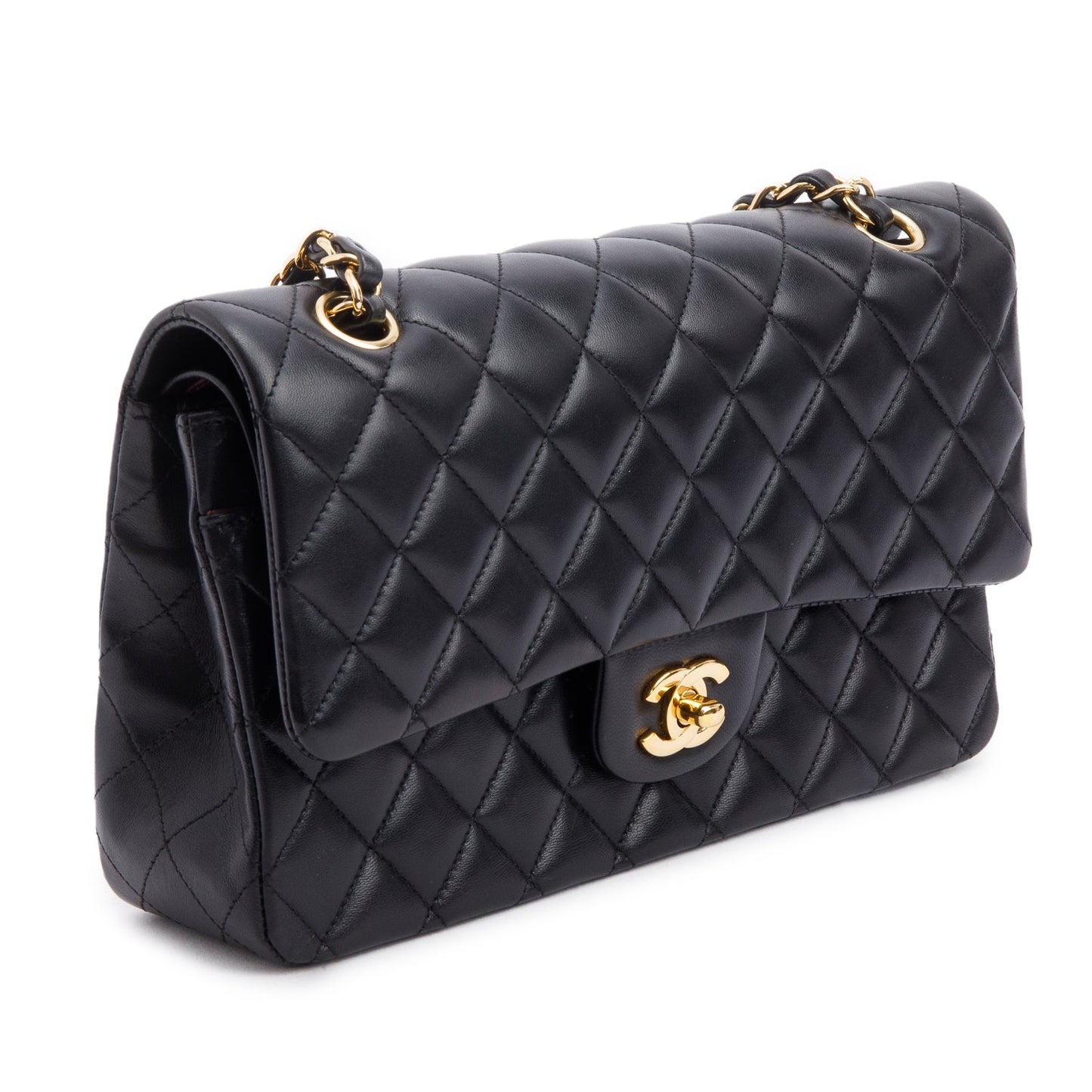 Chanel Black Quilted Lambskin Leather Classic Medium Double Flap Bag