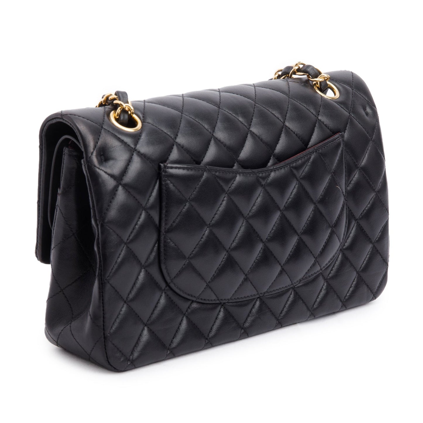 Chanel Black Quilted Lambskin Leather Classic Medium Double Flap Bag