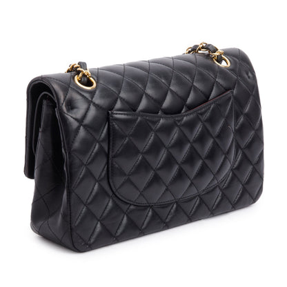 Chanel Black Quilted Lambskin Leather Classic Medium Double Flap Bag