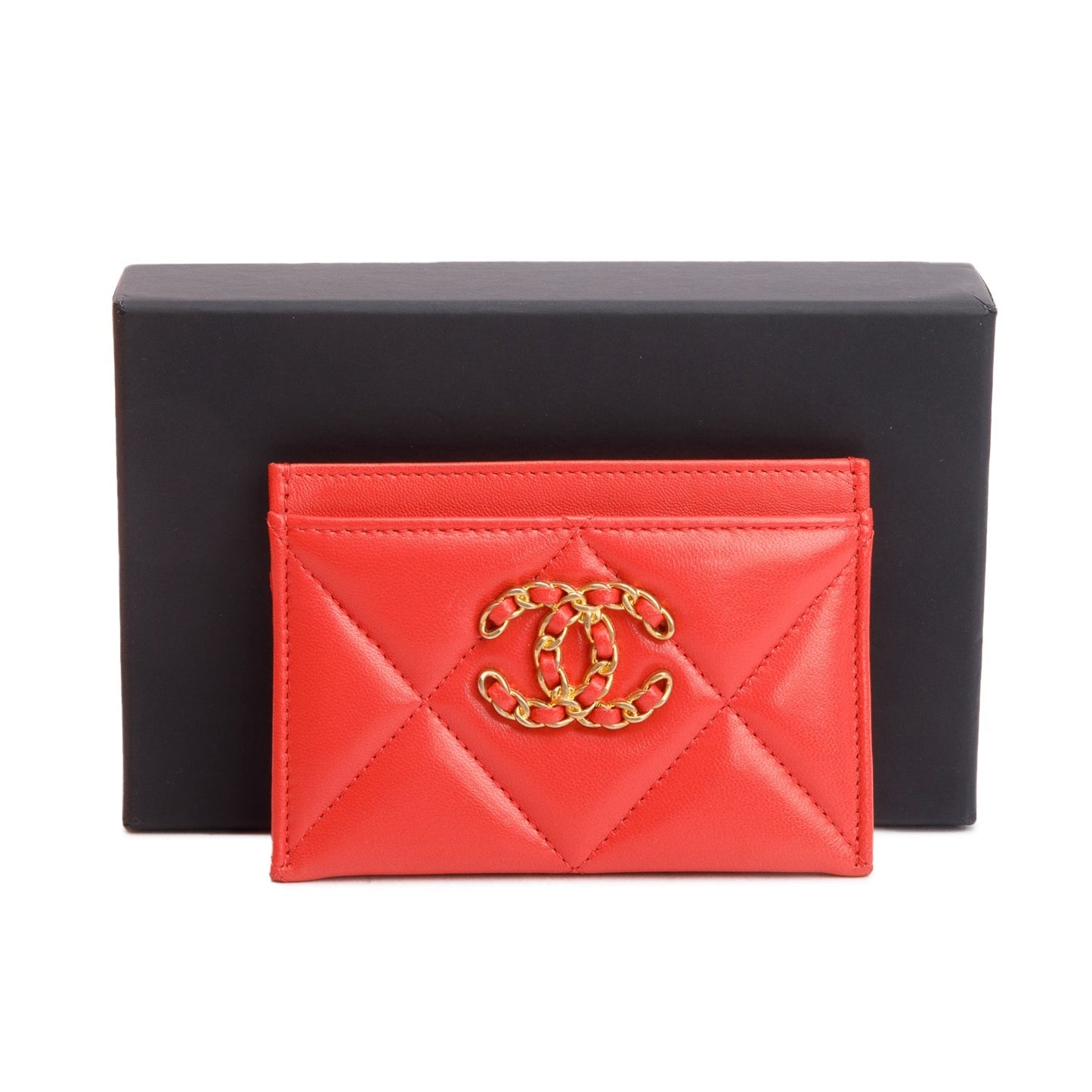 Chanel Coral Quilted Lambskin Leather 19 Card Holder