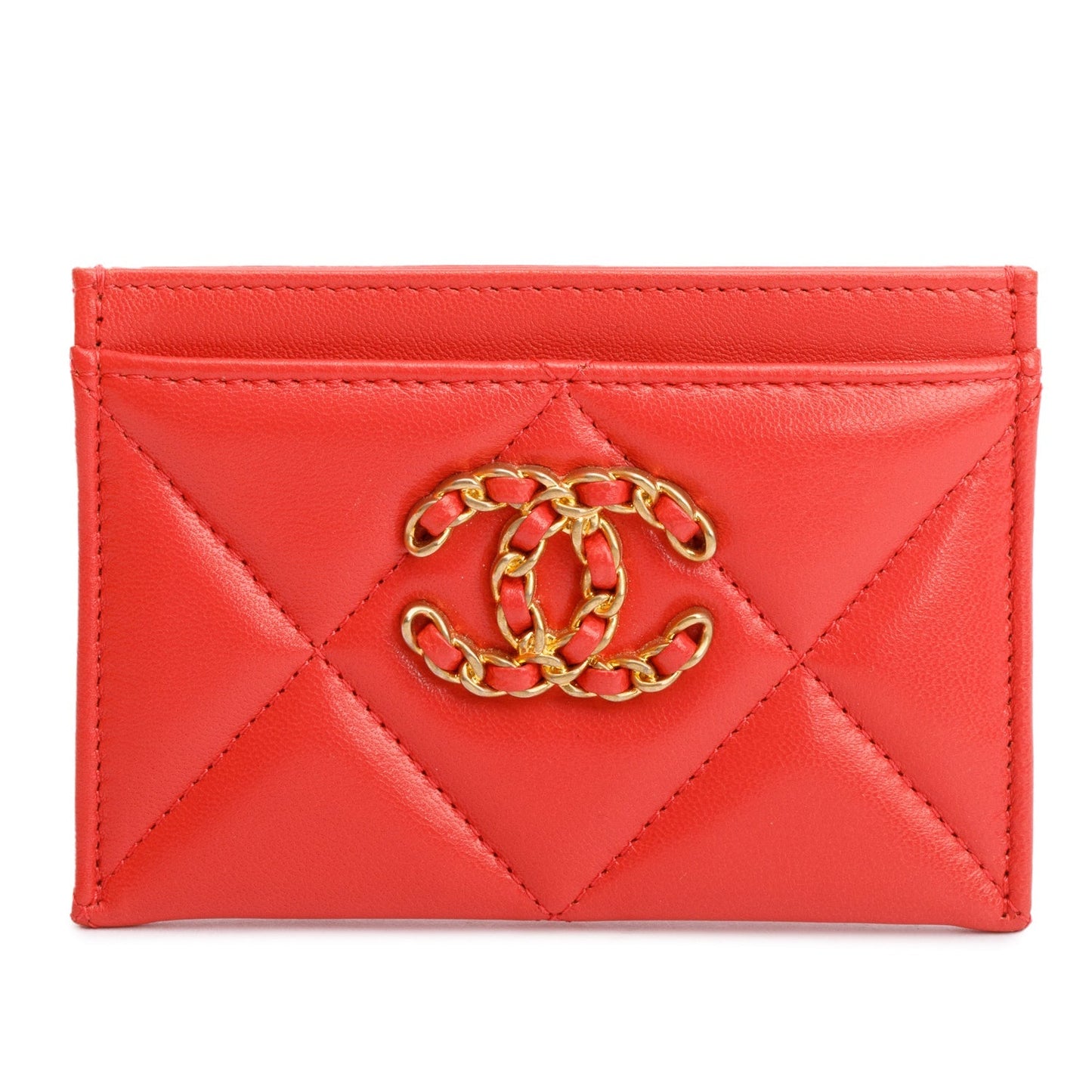 Chanel Coral Quilted Lambskin Leather 19 Card Holder