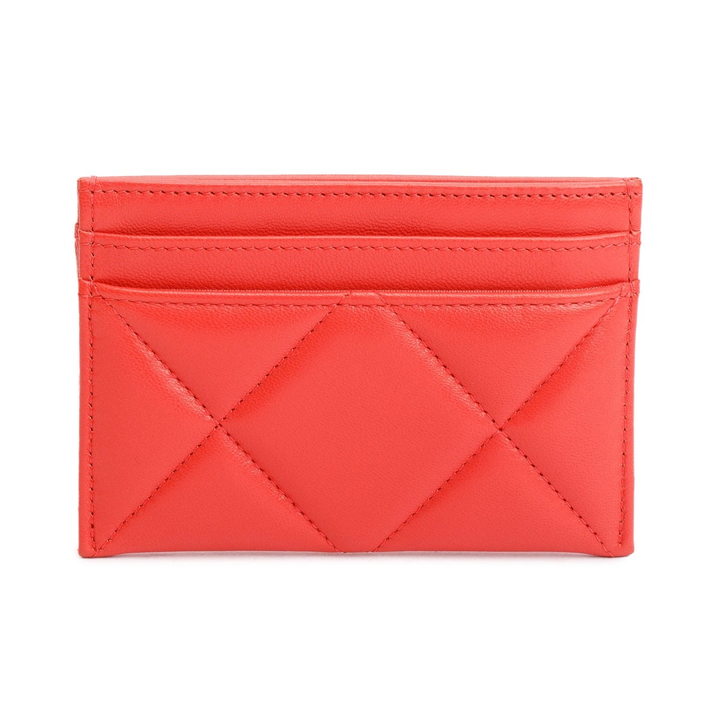 Chanel Coral Quilted Lambskin Leather 19 Card Holder