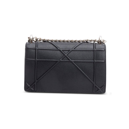 Christian Dior Black Calfskin Leather Small Diorama Flap Bag