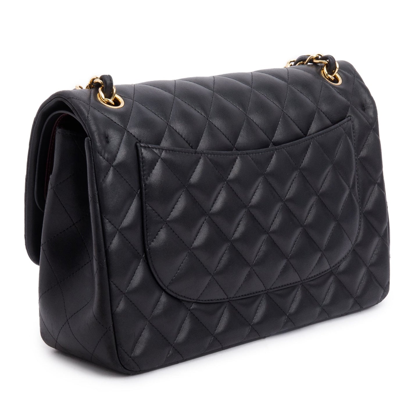 Chanel Black Quilted Lambskin Leather Classic Jumbo Double Flap Bag