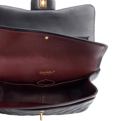 Chanel Black Quilted Lambskin Leather Classic Jumbo Double Flap Bag