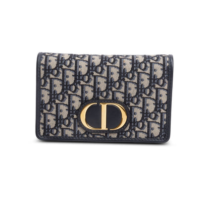 Christian Dior 2021 Navy Oblique 30 Montaigne 2-In-1 Pouch Bag