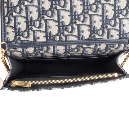 Christian Dior 2021 Navy Oblique 30 Montaigne 2-In-1 Pouch Bag