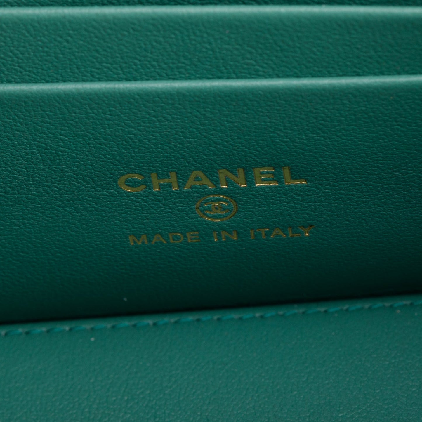 Chanel Green Quilted Lambskin Leather Small Vanity Case