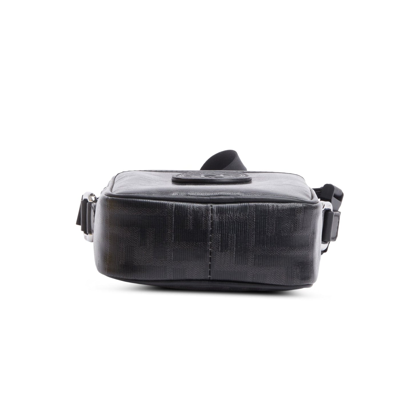 Fendi Black FF Zucca Coated Canvas Black Leather 1974 Double F Mini Camera Bag