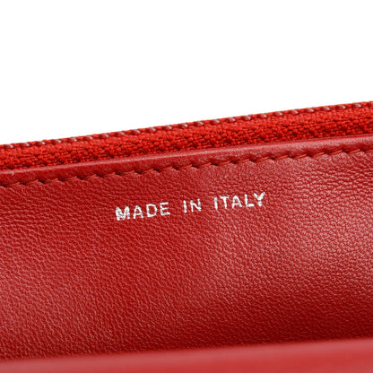 Chanel Red Quilted Lambskin Leather Camellia Classic Wallet on Chain
