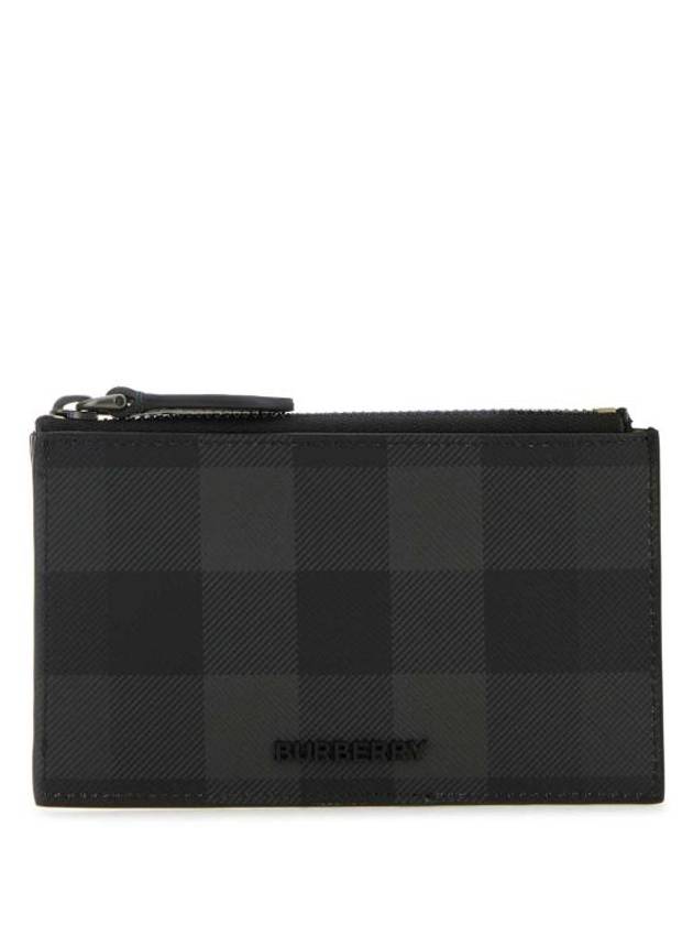 Luxury Burberry Check Zip Card Wallet Grey